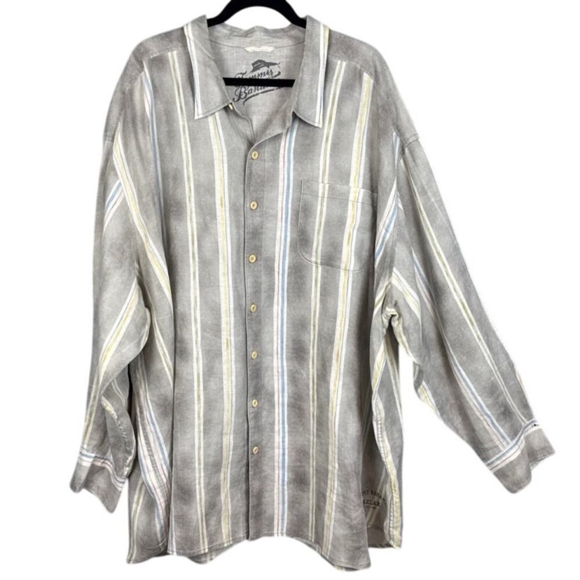 Tommy Bahama Relax 100% Linen Pigment Printed Washable Button Down Shirt Xl